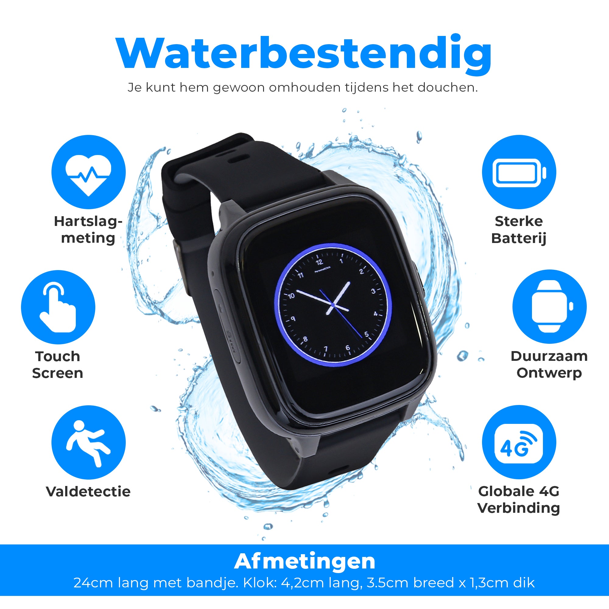 Alarm Horloge Ouderen 4G Deluxe - Blauw - PC24